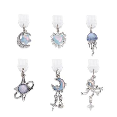 Imagem de 6 Peças Amuleto de Plugue Antipoeira para Tipo C, 6 Designs Pingentes Antipoeira para Leitores Eletrônicos Protetores de Porta Carregamento Compatível com Porta Carregamento Tipo C Celulares