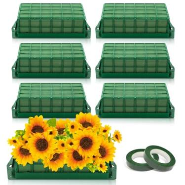 Imagem de JarThenaAMCS 6 peças gaiola de espuma floral retangular tijolos de espuma para arranjos de flores com fita para bricolage flores frescas ou artificiais casamento festa de aniversário decoração