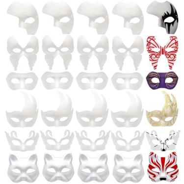 Imagem de Máscaras artísticas Nicunom Paper Mache, pacote com 30 máscaras pintáv