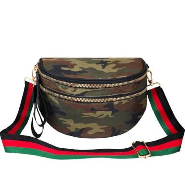 Imagem de Dyalsa Bolsa transversal feminina pequena de lona, mini bolsa transversal, bolsa de ombro para viagem e treino, Bolsa camuflada, Small