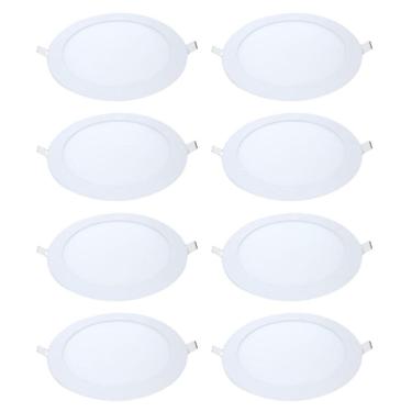 Imagem de Kit 8 Painel Led Embutir Redondo Luz Fria 6500K 12W 17Cm