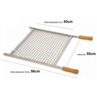 Imagem de Grelha Churrasco Churrasqueira 50Cm X 40Cm Aço Galvanizado