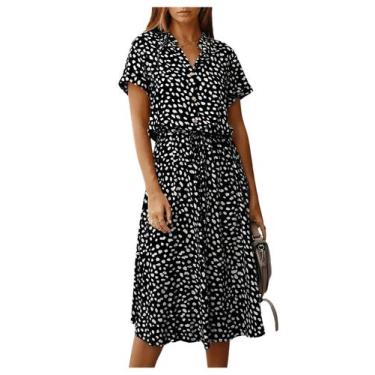 Imagem de Vestido Milumia com botão frontal com cordão, cintura alta, linha A