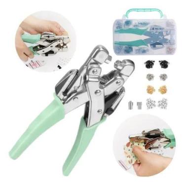 Imagem de Alicate para Ilhós com Furador 3mm e 5mm Kit 160 Ilhós com Maleta para