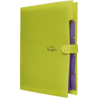 Imagem de Pasta Sanfonada Plastica A4 5 Divisoes Amarelo Neon - Polibras