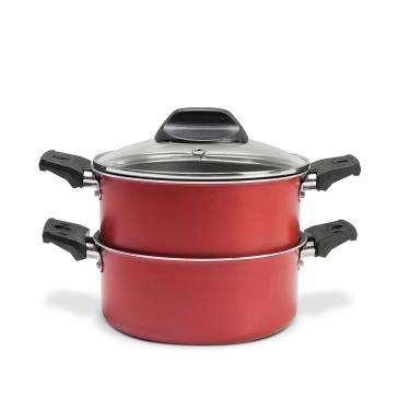 Imagem de Cozi Vap com Tampa Cor&Vapor 16x12,5 1,45L Cereja Brinox