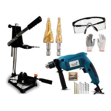 Imagem de Furadeira Impacto 1/2 - 750W Com Suporte E Brocas Escalonada - Importw