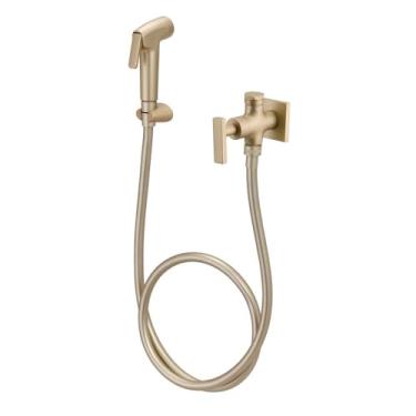 Imagem de Ducha Higiênica com Derivação e Gatilho ABS Athena Slim 1860 Dourado Fosco 1/4 de Volta Meber