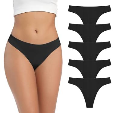 Imagem de REELINDRY Calcinha tanga feminina para incontinência, lavável, absorção de luz, à prova de vazamento, controle de bexiga pacote com 5 (5 pretas, GG)