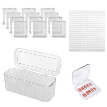 Imagem de 12un. Estojo para Embalagem de Unhas Postiças, Estojo de Acrílico Transparente Unhas Postiças com Caixa Grande para Armazenamento e Fita Dupla Face