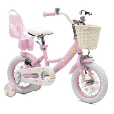 Imagem de Bixike Bicicleta Para Meninas Com Cesta Bebês E Crianças De 3 A 14 Anos, Rodinhas Apoio 14, 16 18 Polegadas Assento Boneca, Suporte Traseiro 20 Polegadas, Estilo Princesa Presente