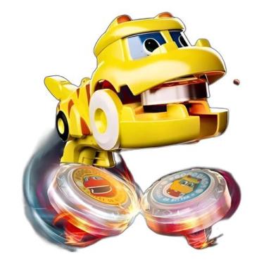 Imagem de Beyblade e Lançador Dinossauro Amarelo Brinquedo Lançador Arma com 2 P