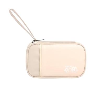 Imagem de Estojo de transporte de acessórios eletrônicos, bolsa de armazenamento de duas camadas à prova d'água, organizador eletrônico, bolsa organizadora de cabos de viagem, branca