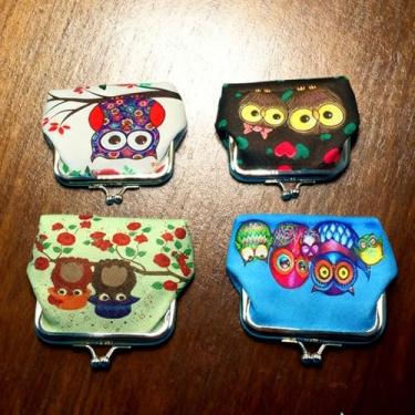 Imagem de Bolsa de moedas de coruja, carteira pequena para mulheres e homens, bolsa de troca de animais fofos, lembrancinhas de festa, presentes e viagens, Azul