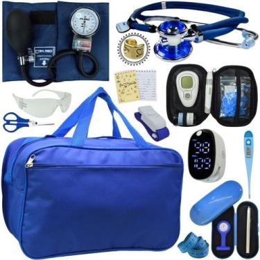 Imagem de Kit Bolsa Cores Aparelho de Pressao Esfigmomanometro Estetoscópio Medi