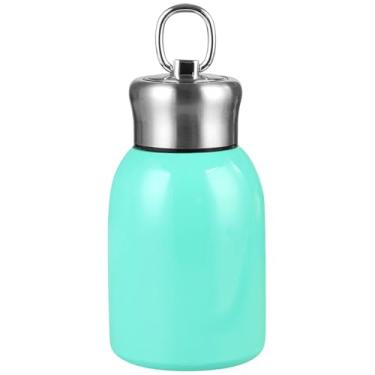 Imagem de Mini garrafa de água isolada a vácuo de aço inoxidável para bebidas quentes e frias, xícara de café de viagem 300 ml (azul ciano)