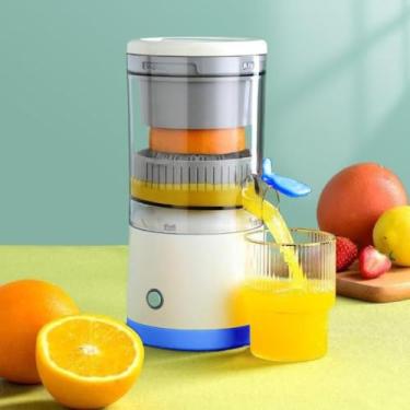 Imagem de Espremedor elétrico recarregável, utensílio de cozinha portátil para fazer suco de laranja, espremer laranjas, limões, kiwi, toranjas e sucos cítricos. Vem com carregamento USB e uma escova de limpeza