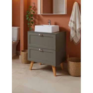 Imagem de Gabinete para Banheiro com Tampo e Cuba 60cm Retro Mdf Verde Milano - 