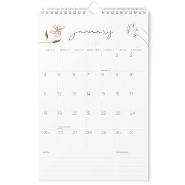 Imagem de Karto Calendário de parede com estampa grande 2026 - vertical 28 x 43 cm de janeiro de 2026 a junho de 2027 - datas grandes e fáceis de ler para idosos, flores