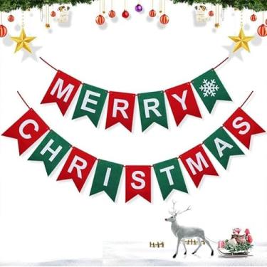 Imagem de Bandeiras de pendurar para decorações de Natal, faixas de tecido não tecido de Natal, shoppings, decorações suspensas de hotéis, bandeiras coloridas com letras