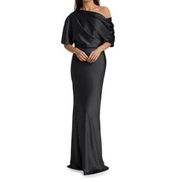 Imagem de Vestido Mother of The Bride namirate Plus Size Satin Black