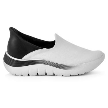 Imagem de Tênis Casual Feminino Cor:Off White+Preto;Tamanho:33