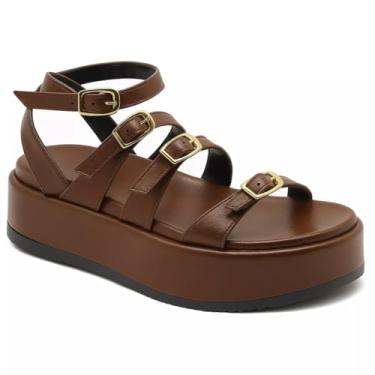 Imagem de 5302FP-Sandália Papete Flatform Floter coresTiras Fivelas (Cacau, BR, Adulto, Numérico, 38)