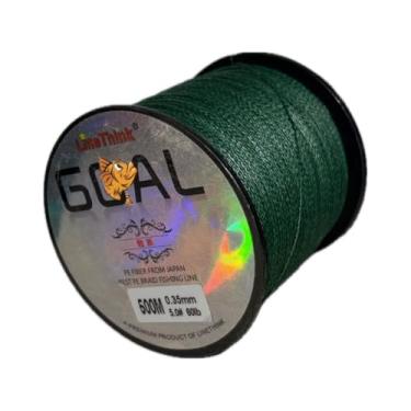 Imagem de Goal Linha de Pesca Multifilamento Premium, Verde Musgo, 500m, 35kg Resistência, 4 Fios Trançados, Ultra Forte, Zero Elasticidade (Verde)