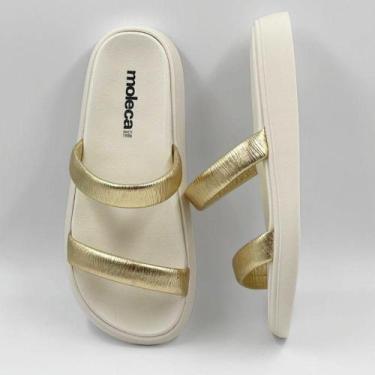 Imagem de Sandália Papete  Brilho Blogueira Moleca, Ouro, 36