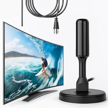 Imagem de Antena Digital TV Interna Externa Amplificada HDTV 4K UHF | VHF | FM, Resistente A Água, Compatível Com Samsung, LG, Philco, APC, Philips, Smart TV, Led, LCD, 3D, Cabo 5 Metros, Com Imã - Premium