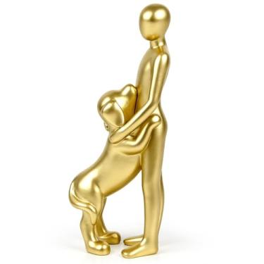 Imagem de Lixintray Estatuetas de estátua de cachorro, decoração de casa, homem fofo e decoração de escultura de cachorro para sala de estar, banheiro, escritório, estante, presentes de memória para amantes de