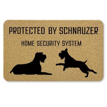 Imagem de Qnhij Schnauzer Gifts Tapetes de boas-vindas para porta da frente, tapete de porta engraçado para cães, protegido por Schnauzer capacho engraçado para varanda externa, entrada interna, tapete de banho