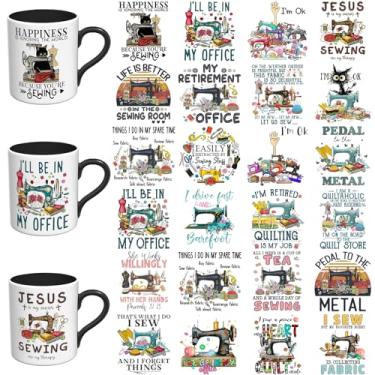 Imagem de Elewins Adesivos UV DTF - 24 folhas pacote engraçado UV DTF copo envoltório para canecas vidro café, decalques DIY para copos, esfregar à prova d'água em transferências para artesanato (citação de