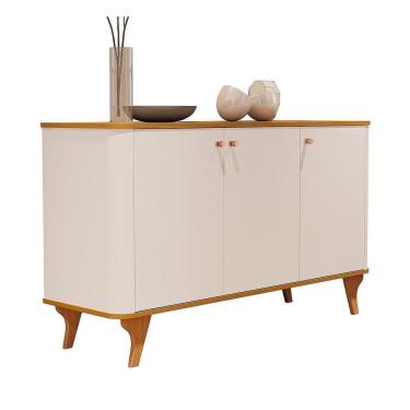 Imagem de Buffet Aruma Com 3 Portas E Cantos Arredondados Off White Com Nature