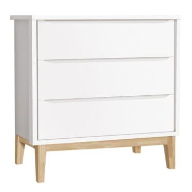 Imagem de Cômoda Gaveteiro Classic New Branco Fosco Com Natural - Moveisaqui