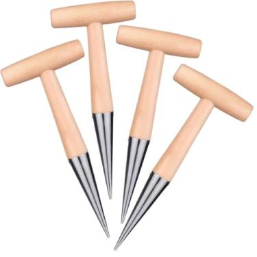 Imagem de Ferramenta de plantio em T para plantação de sementes, plantador de jardim, aço revestido de zinco de longa duração com cabo de madeira, ideal para escavação de ervas daninhas e transplante