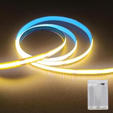 Imagem de ZSLAIFU Fita de luzes LED alimentadas por bateria, fita de LED COB de 9 m, luzes de LED operadas por bateria, fitas de LED quentes, alimentadas por bateria para armário, armário, prateleira, cozinha