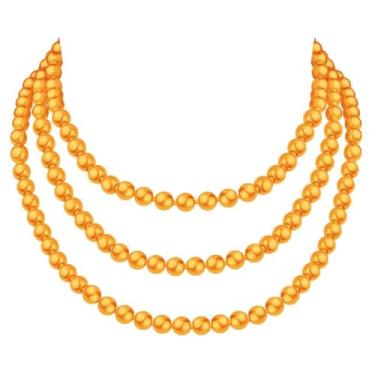 Imagem de Colar de pérolas da década de 1920, corrente colorida com contas, festa, casamento, baile, banquete, vidro, pérola, nó, colar, suéter, corrente de baile de máscaras para mulheres, Zinco, Sem Pedra