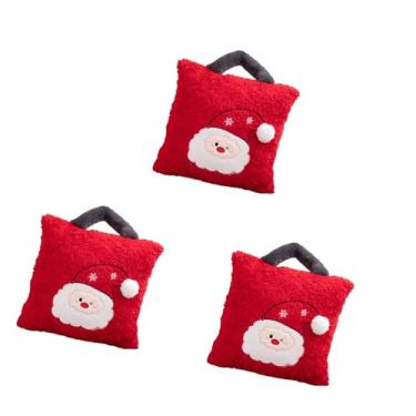 Imagem de WeiLaiKeQi 3x Almofada de pelúcia de Natal com bolso de armazenamento Decoração de Natal para ambientes internos, Papai Noel