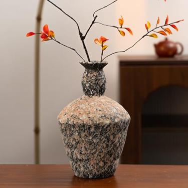 Imagem de Vaso de cerâmica Wabi Sabi com textura de granito salpicado, vaso de flores artístico para decoração de casa, perfeito para sala de estar, prateleira e mesa de centro de mesa (alta)