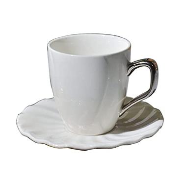 Imagem de Conjunto de chávenas de chá e pires de café de cerâmica porcelana estilo europeu xícaras de café com café da manhã caneca de bebida adequada