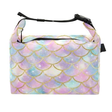 Imagem de STAYTOP Lancheira, linda lancheira colorida com escamas de sereia para mulheres e homens, lancheira isolada reutilizável, à prova de vazamento, linda lancheira com alta capacidade para trabalho