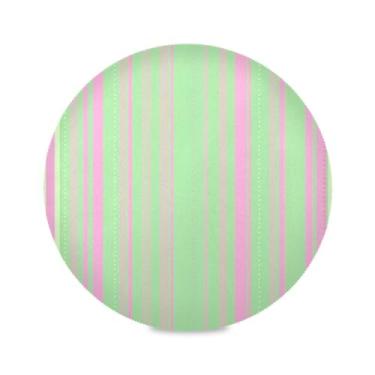 Imagem de Wassud Jogo americano com listras verdes verticais tapetes de mesa redondos para cozinha e jantar tapetes laváveis resistentes ao calor decoração de mesa 39 cm