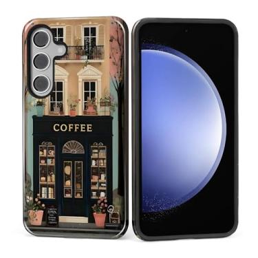 Imagem de DAIZAG Capa para Samsung Galaxy S25, linda capa de telefone para meninas e mulheres, capa protetora resistente a arranhões à prova de choque - padrão retrô de cena de cafeteria