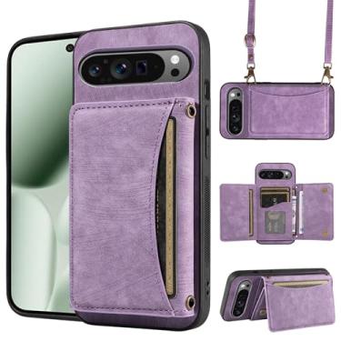 Imagem de Capa de telefone para Google Pixel 10 Pro XL carteira com alça de ombro transversal, suporte de cartão de couro PU bolso fino suporte acessórios para celular bolsa flip para celular Pixel10 10Pro LX