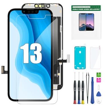 Imagem de EXW Digitalizador de tela LCD Full HD de 6,1 polegadas para iPhone 13, tela sensível ao toque de qualidade com ferramentas de reparo, vedação e protetor à prova d'água – Compatível com A2633 A2482