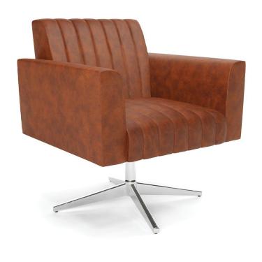 Imagem de Poltrona Giratória Viena Gomada Corano Nozes Base Cromada - D'rossi