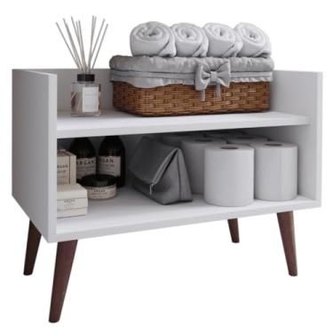 Imagem de Gabinete de Chão Armário Com Nicho Multiuso Organizador Pia Banheiro (Branco)