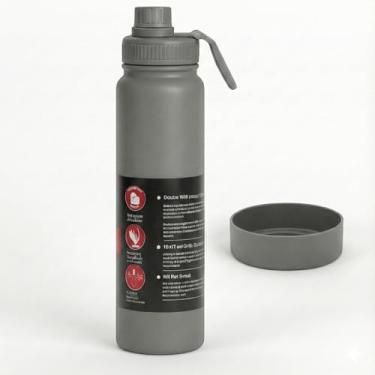 Imagem de Garrafa Térmica de Água Inox 800ml com Alça Infusor e Tampa Antivazamento Parede Dupla e Isolamento a Vácuo (Cinza)