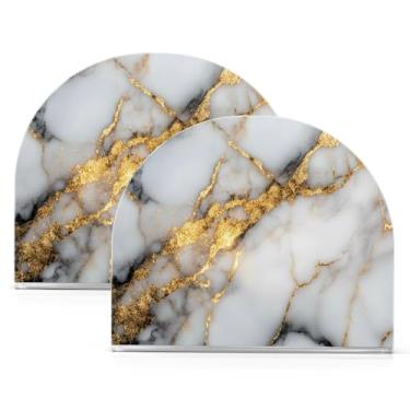 Imagem de Porta-guardanapos de mármore em ouro branco para mesas porta-guardanapos de papel para jantar na cozinha, dispensador de guardanapo de jantar acrílico para restaurante, decoração de casa, acessórios